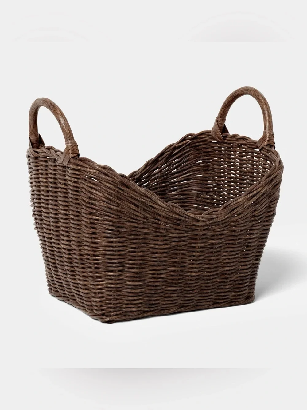 Small Dark Stain Rattan Basket Brown - Threshold